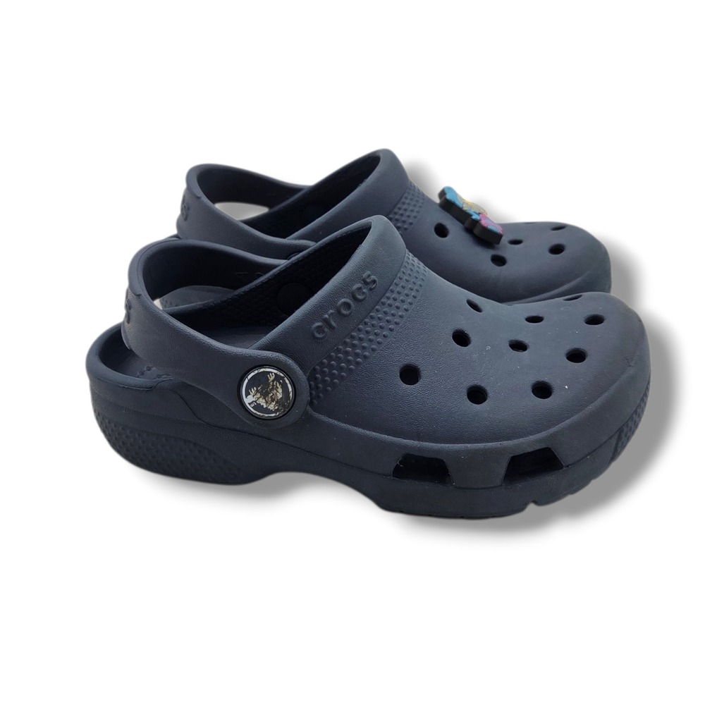 Crocs Classic Clog Child 9‎ Blue Slip On Shoes Shark Charm